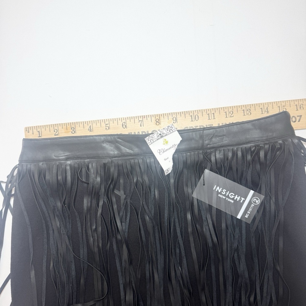 Womens Faux Leather Fringe Skirt Black Boho Western Festival Cowgirl Size 2 - Picture 8 of 9